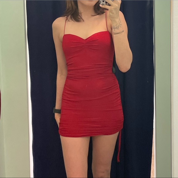 strapless open back dress Gorgeous Vibe Satin Mini Dress